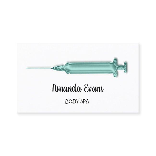 Cosmetologist Syringe Botox Injection Aqua Teal Appointment Card