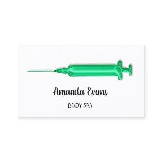Cosmetologist Syringe Botox Injection Green White Appointment Card