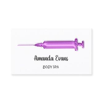 Cosmetologist Syringe Botox Injection Purple Pink Appointment Card