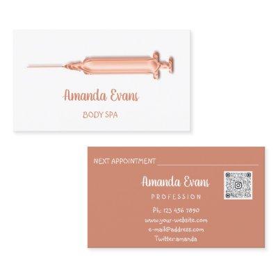 Cosmetologist Syringe Botox Injection Rose Coral Appointment Card