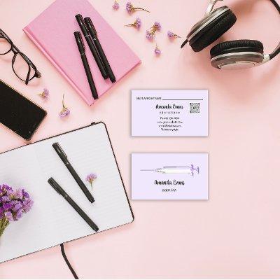 Cosmetologist Syringe Botox Injection Silver Lilac Appointment Card