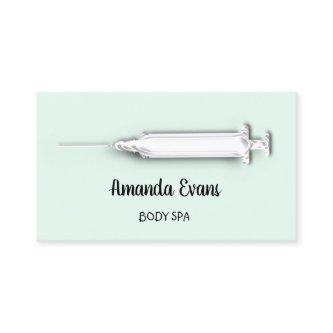 Cosmetologist Syringe Botox Injection Silver Ombre Appointment Card