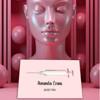 Cosmetologist Syringe Botox Injection Silver Rose Appointment Card