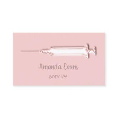 Cosmetologist Syringe Botox Injections Rose Pink Appointment Card