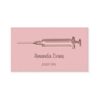 Cosmetologist Syringe Botox Injections Rose Powder Appointment Card