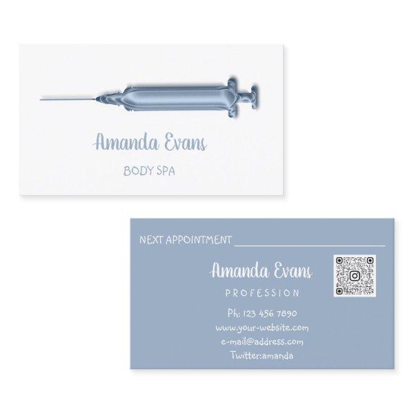 Cosmetologist Syringe Botox Injections White Blue Appointment Card