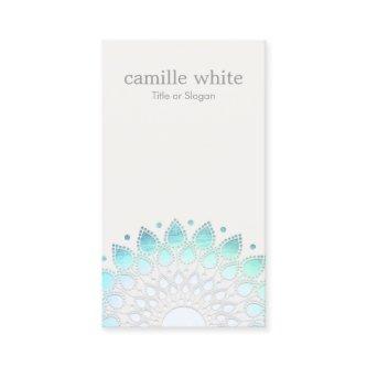 Cosmetology Elegant Circle Light Blue Off-White