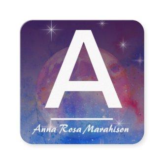 *~* Cosmic Moon Trendy INITIAL QR LOGO PHOTO  Square