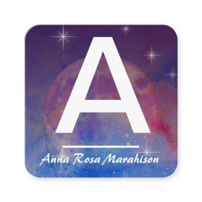*~* Cosmic Moon Trendy INITIAL QR LOGO PHOTO  Square