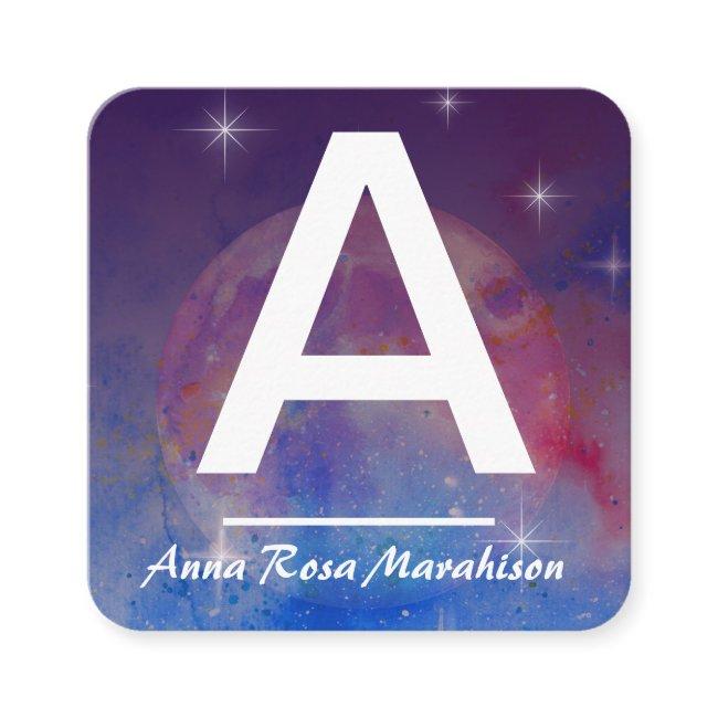 *~* Cosmic Moon Trendy INITIAL QR LOGO PHOTO  Square
