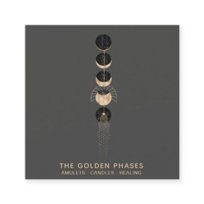 *~* Cosmic Universe Gold  Moon Phases Glitter Square