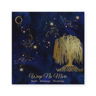 ** Cosmic Willow Tree Moon Gold Universe Square
