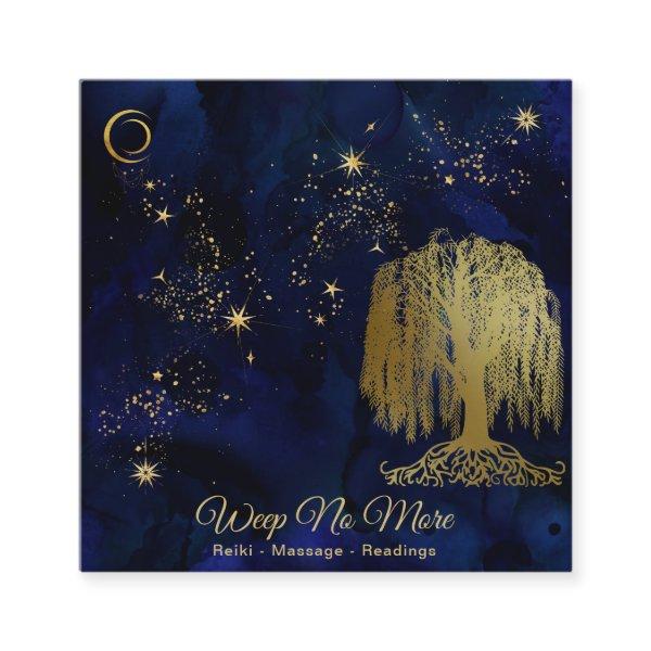 ** Cosmic Willow Tree Moon Gold Universe Square
