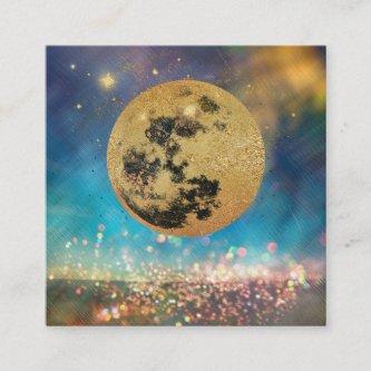 *~* Cosmos Gold Moon Shaman Glitter Stars Square