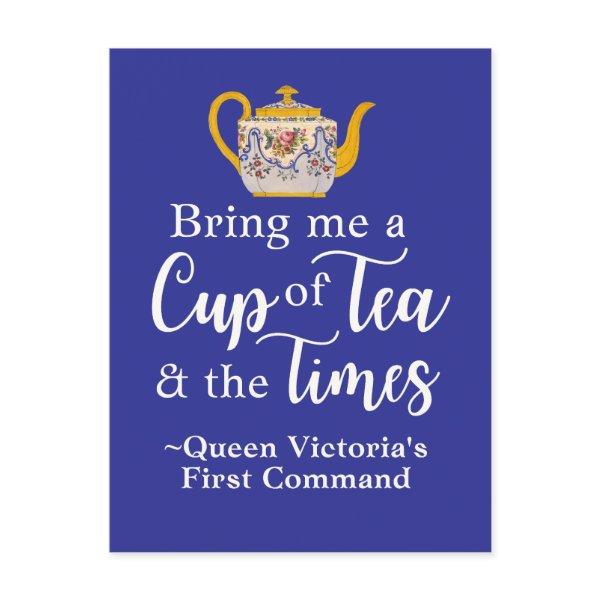 Cottagecore Tea Queen Victoria Quote Royal Blue Postcard