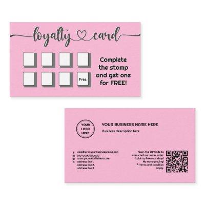 Cotton Candy Pink Minimalist Add Your Logo QR Code Loyalty Card