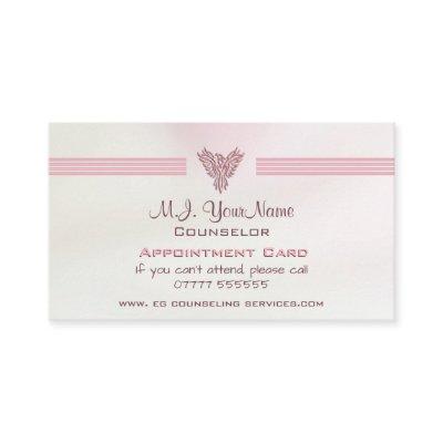 Counselor, salmon pink satin effect appointment card