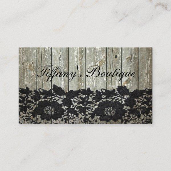 country bohemian Black lace old rustic barnwood