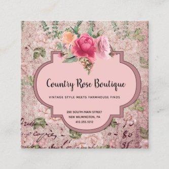 Country Cottage Vintage Rustic Floral  Square