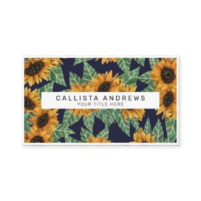 Country Cute Yellow Navy Sunflowers Watercolor