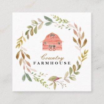 Country Farmhouse Rustic Little Red Barn Square