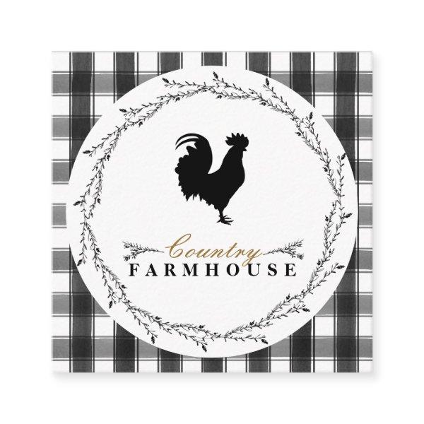 Country Farmhouse Rustic Wreath Plaid Check Square