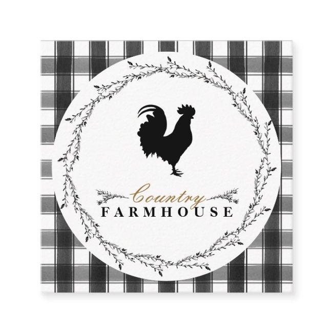 Country Farmhouse Rustic Wreath Plaid Check Square