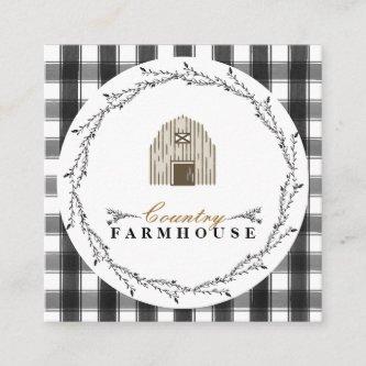 Country Farmhouse Rustic Wreath Plaid Check Square
