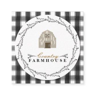 Country Farmhouse Rustic Wreath Plaid Check Square