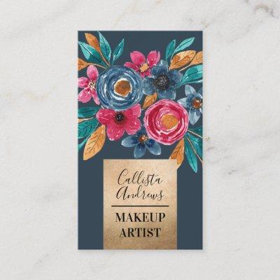 Country Gold Red Blue Fall Gold Watercolor Flower