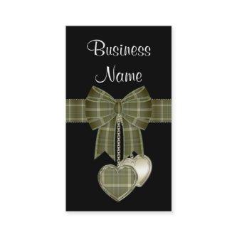 Country Green Plaid Ribbon w/Hearts