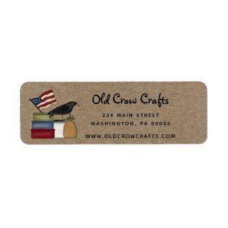 Country Primitive Kraft Crow Return Address  Label