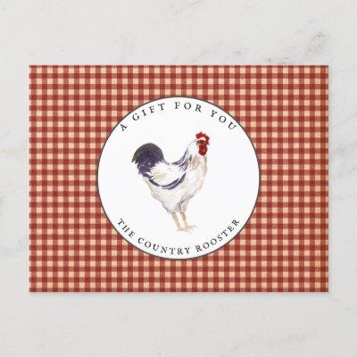Country Rooster Farmhouse Gift Certificate Postcard