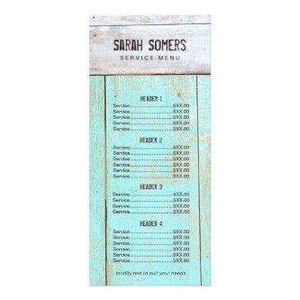 Country Rustic Reclaimed Wood Price List Menu