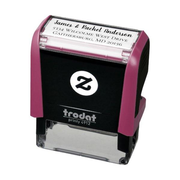 Couple Personalized Return Address Script Names Self-inking Stamp