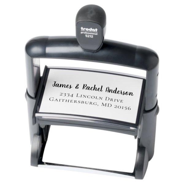 Couples Name Script Return Address Self-inking Stamp