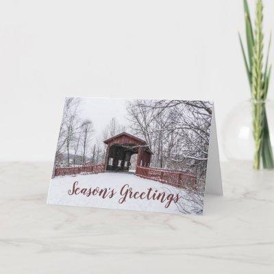 Covered Bridge Season's Greetings Christmas Card