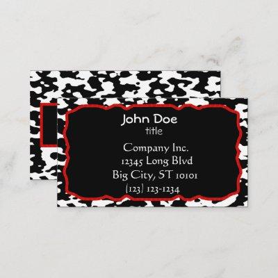 Cow Print Red Border Black and White