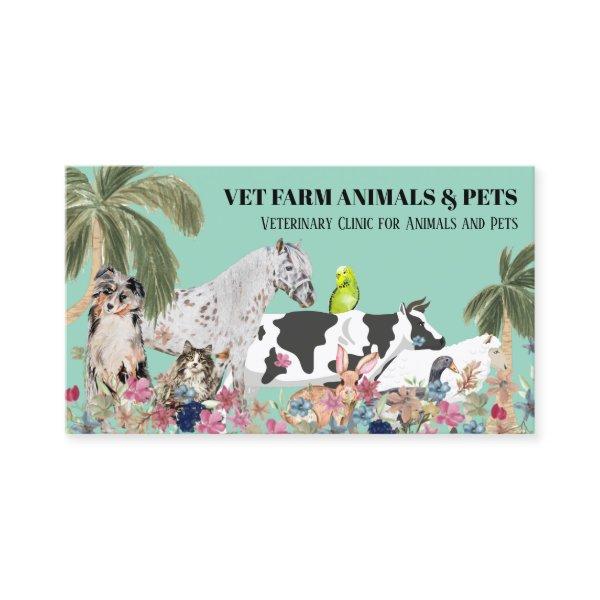 Cow Sheep Dog Cat Bird Rabbit Duck green Palm