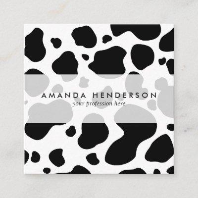 Cow Spots Pattern Black and White Animal Print Square