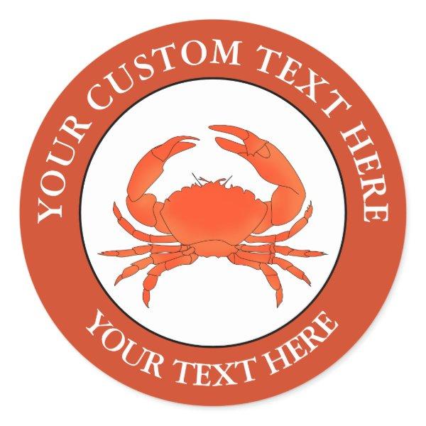 Crab Custom Text Logo Icon 1 1/2" Classic Round Sticker