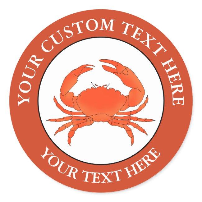 Crab Custom Text Logo Icon 1 1/2" Classic Round Sticker