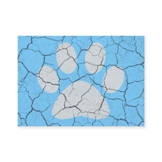 Cracked Blue Animal Paw Print