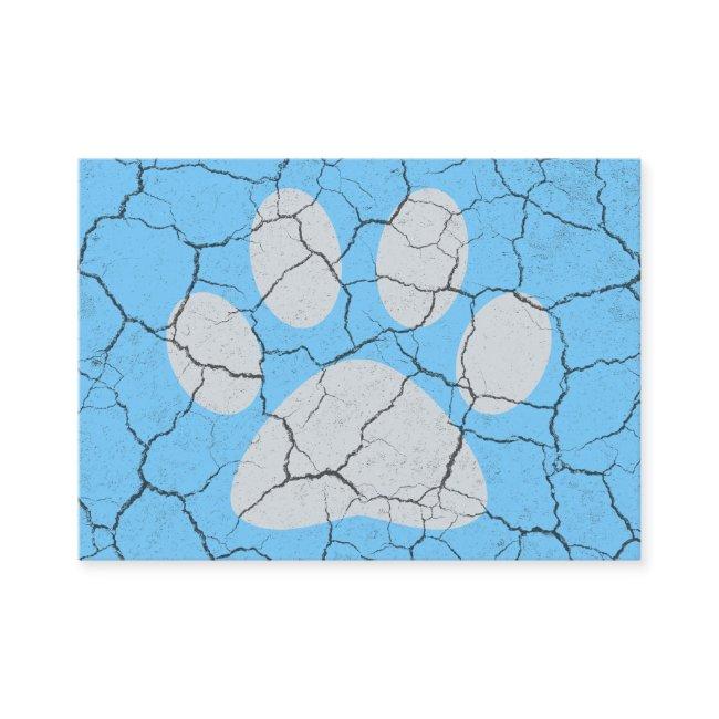 Cracked Blue Animal Paw Print