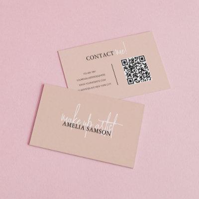 Cream Beige Typography Script Qr Code