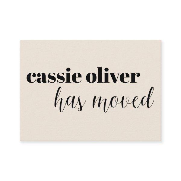Cream Change of Address Card: Single Person Card