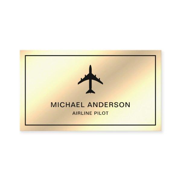 Cream Foil Jet Aircraft Airplane Airline Pilot