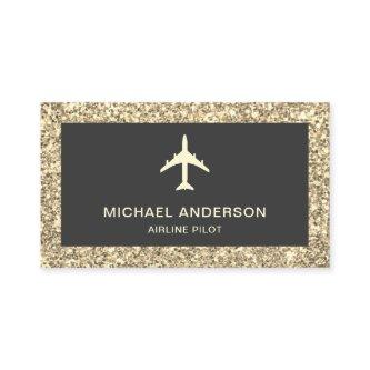 Cream Glitter Jet Aircraft Airplane Airline Pilot