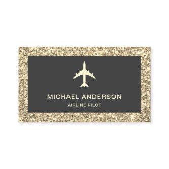 Cream Glitter Jet Aircraft Airplane Airline Pilot