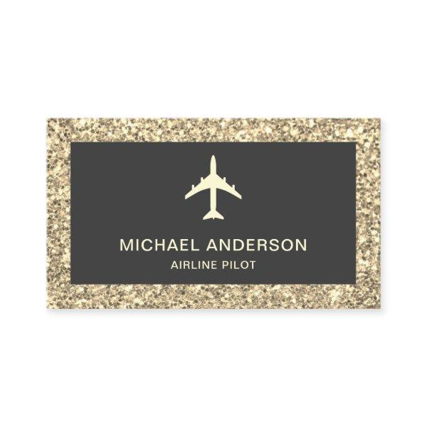 Cream Glitter Jet Aircraft Airplane Airline Pilot